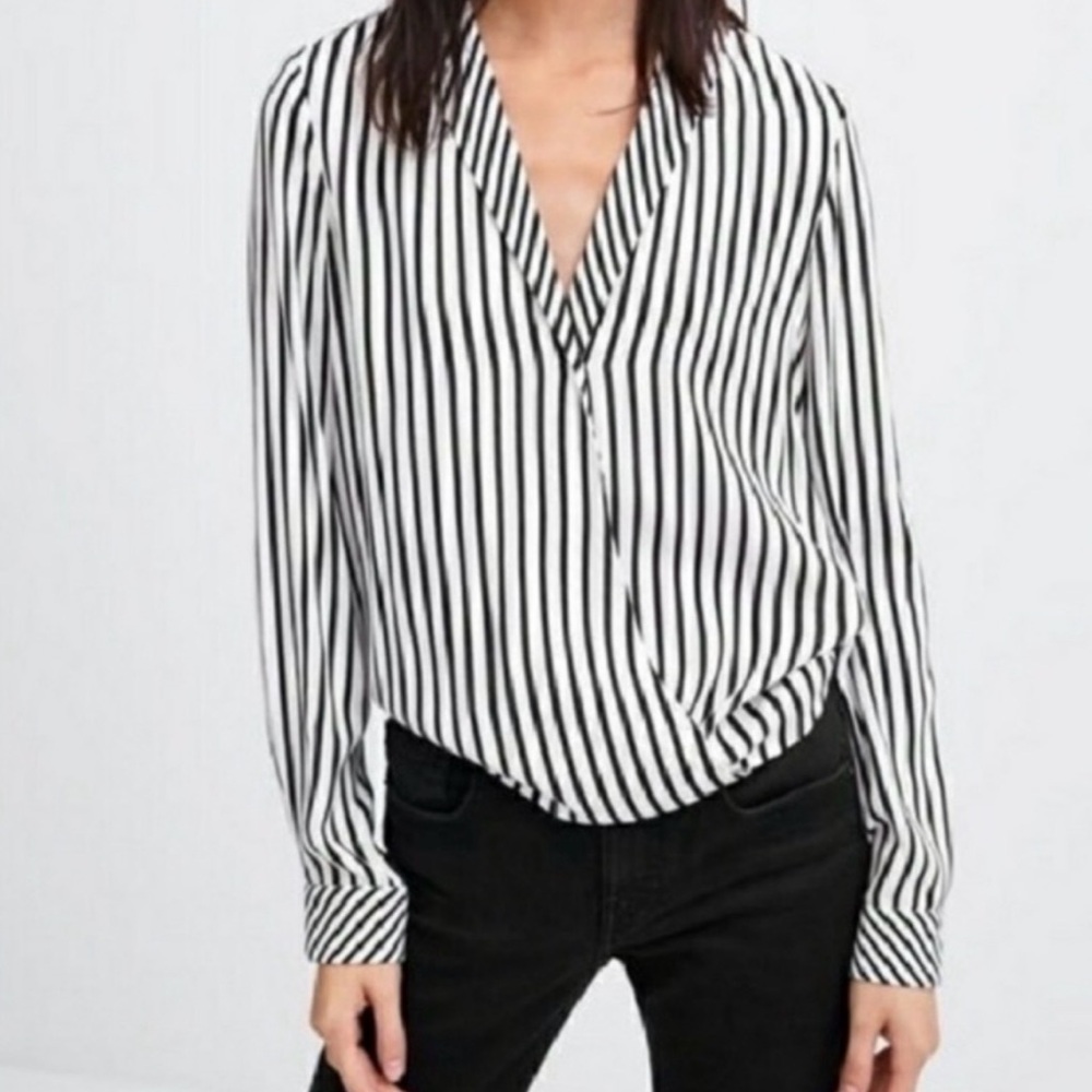 Zara striped cross over blouse